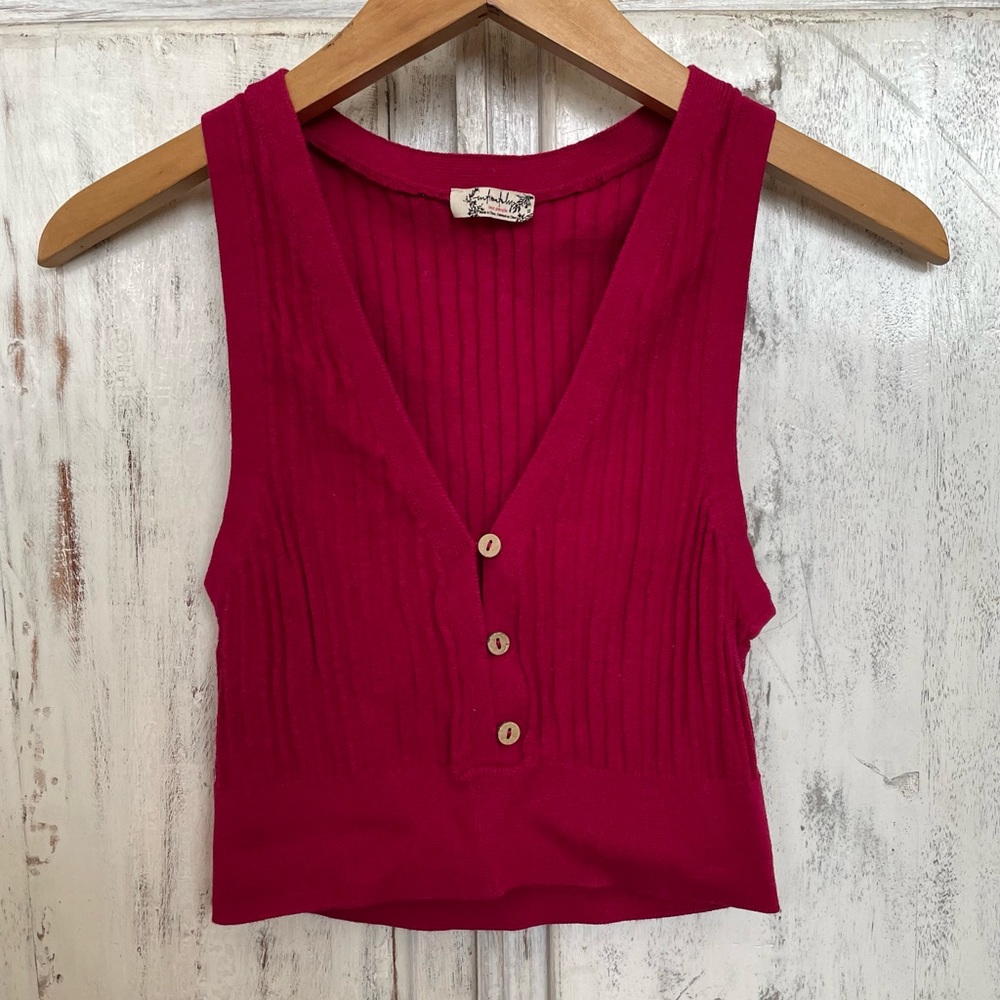 Free People, intimately free, sleeveless sweater crop top, NWOT, pink, XS, tank